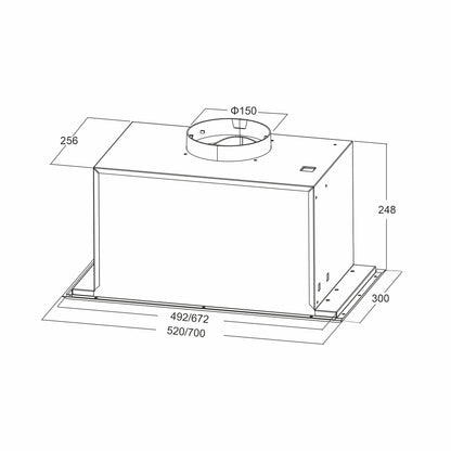 Hota total incorporabila Pyramis MD, 1 motor, putere de absorbtie maxima 618mc/h, 70cm, Touch control, finisaj inox