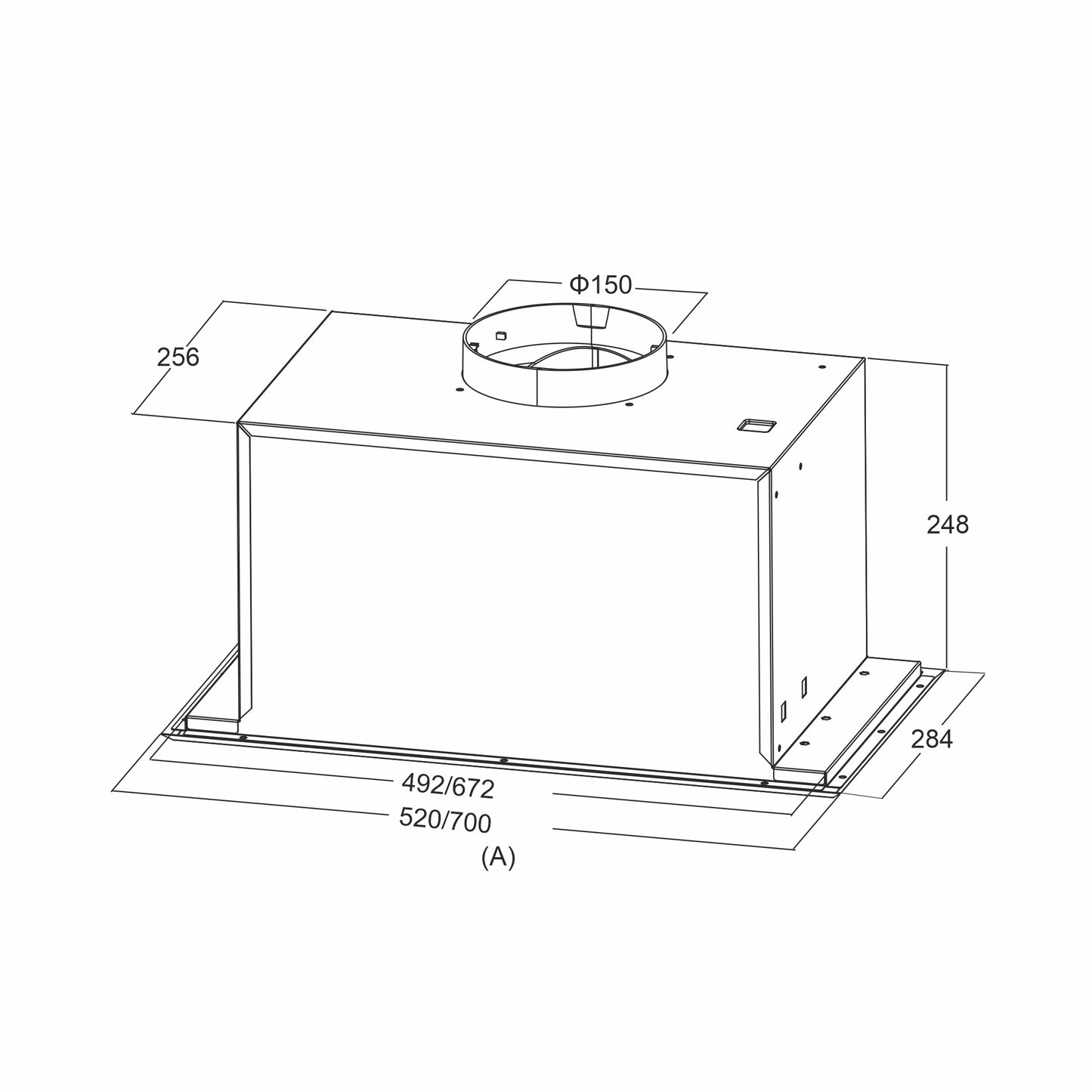 Hota total incorporabila Pyramis MD, 1 motor, putere de absorbtie maxima 618mc/h, 70cm, Touch control, finisaj inox