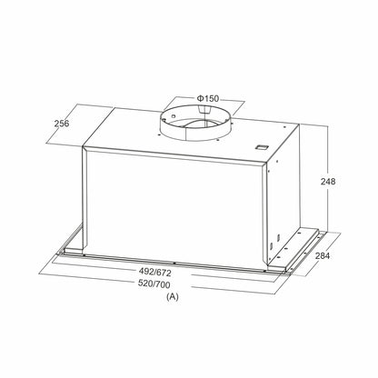 Hota total incorporabila Pyramis MD, 1 motor, putere de absorbtie maxima 618mc/h, 70cm, Touch control, finisaj inox
