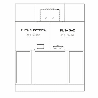 Hota total incorporabila Pyramis MD, 1 motor, putere de absorbtie maxima 618mc/h, 70cm, Touch control, finisaj inox