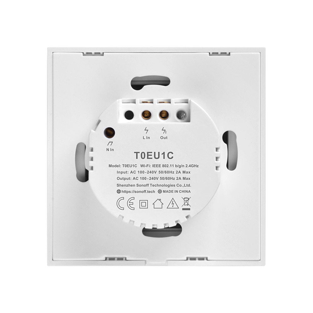 Intrerupator smart Sonoff T0EU1C TX, Wireless, cu touch, 1 canal, sticla, Alb - EpicHome.ro