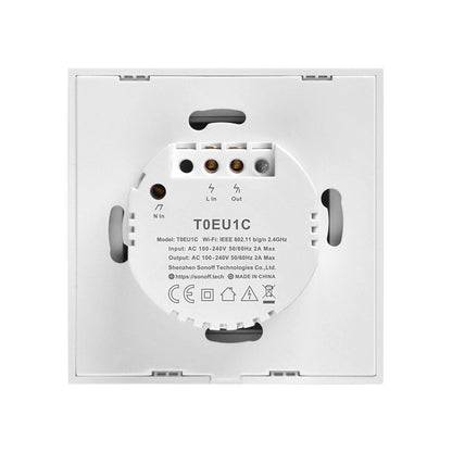 Intrerupator smart Sonoff T0EU1C TX, Wireless, cu touch, 1 canal, sticla, Alb - EpicHome.ro
