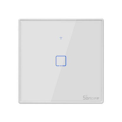 Intrerupator smart Sonoff T2EU1C TX, Wireless, 1 canal, cu touch, sticla, Alb, cu bordura - EpicHome.ro