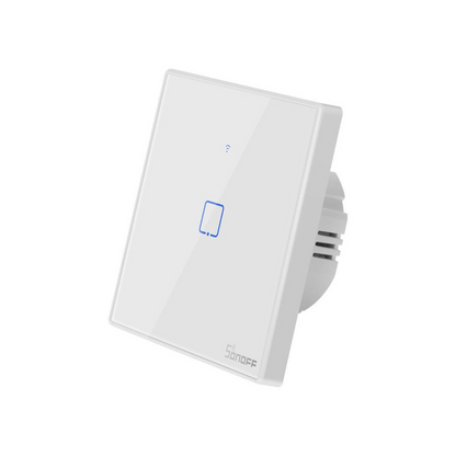 Intrerupator smart Sonoff T2EU1C TX, Wireless, 1 canal, cu touch, sticla, Alb, cu bordura - EpicHome.ro