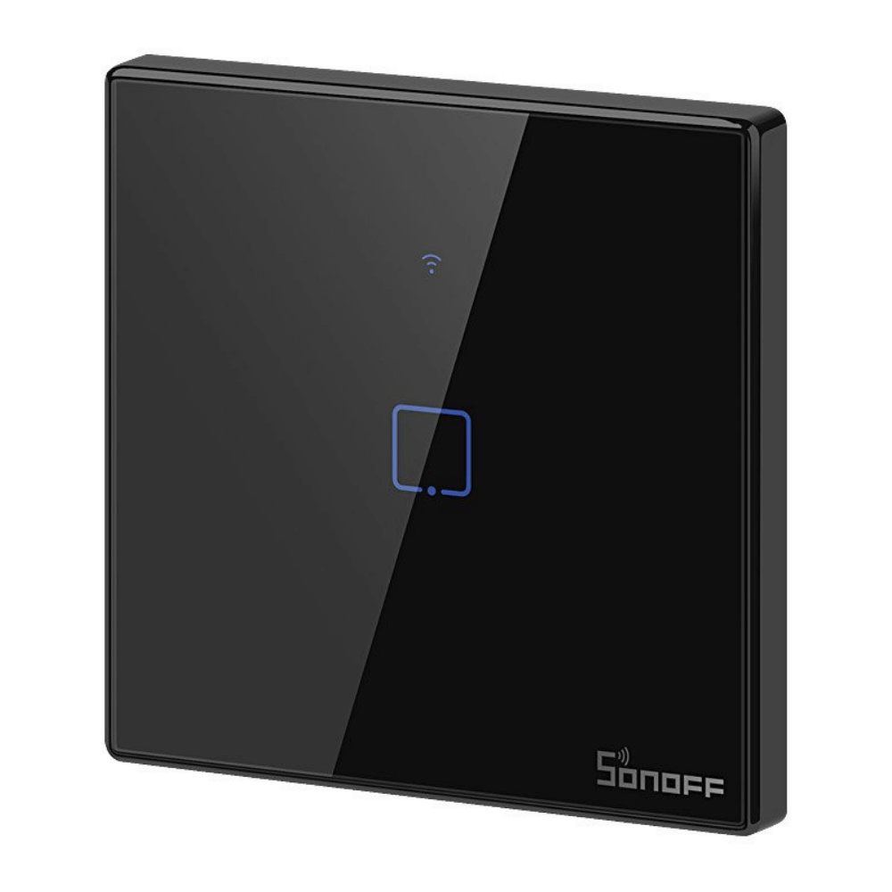 Intrerupator smart Sonoff T3EU1C TX, Wireless + RF 433, 1 canal, cu touch, sticla, Negru - EpicHome.ro
