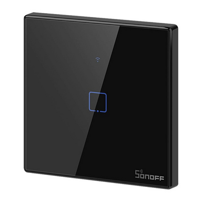 Intrerupator smart Sonoff T3EU1C TX, Wireless + RF 433, 1 canal, cu touch, sticla, Negru - EpicHome.ro