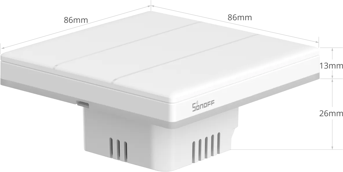 Intrerupator smart Sonoff T5-2C-86, Wireless cu full touch (2 canale), lumina LED 5A/1200W - EpicHome.ro