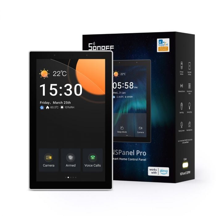 Intrerupator smart cu touch si functie termostat Sonoff NSPanel PRO 120, Hub Zigbee si Matter integrat, alb - EpicHome