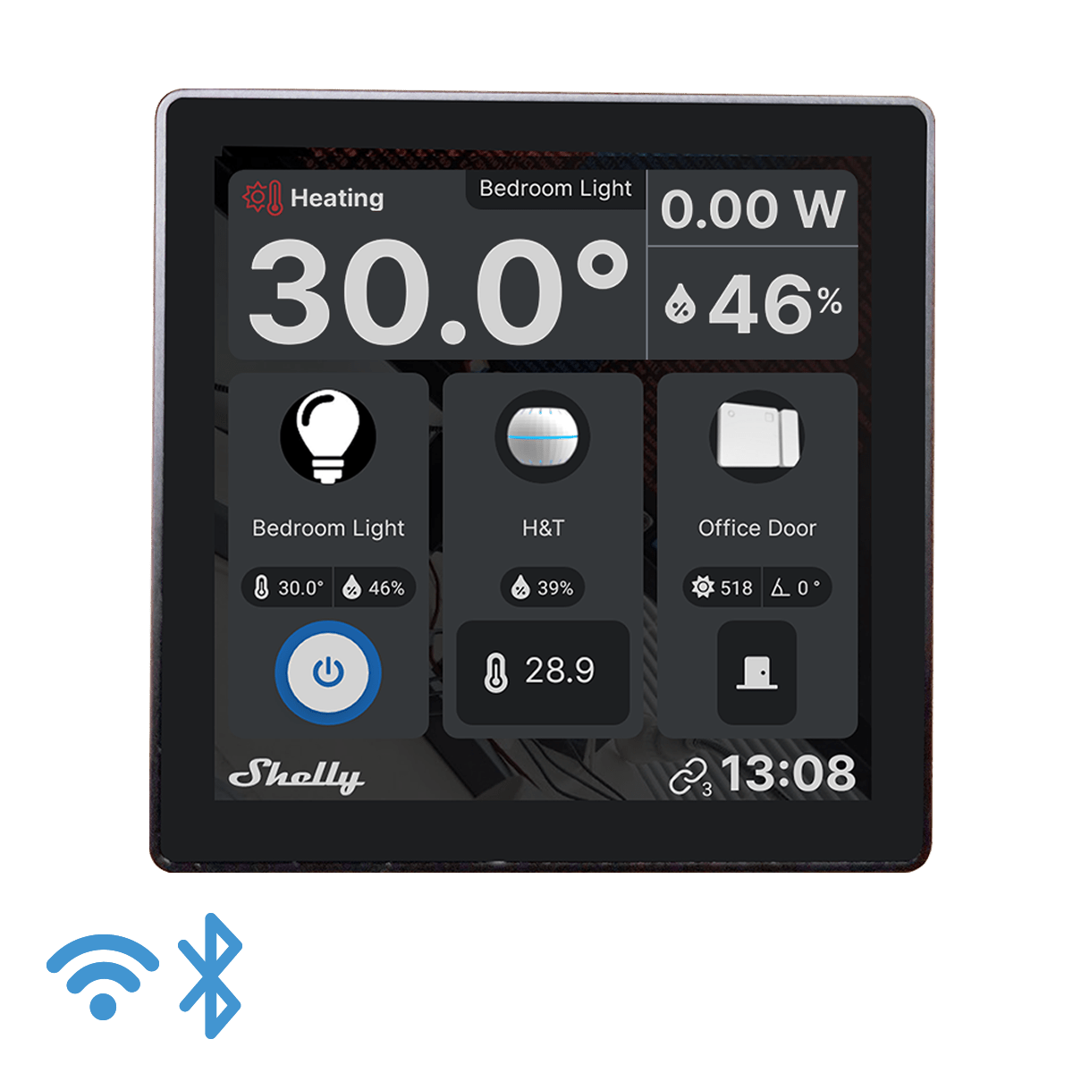 Intrerupator smart cu touchscreen Shelly Wall Display, Wi-Fi, Alb sau Negru, Bluetooth - EpicHome.ro