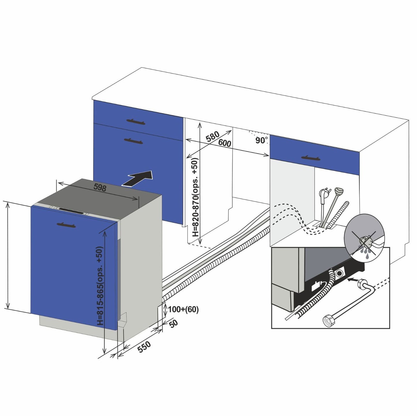 Masina de spalat Premium Pyramis 60FI HE, total incorporabila, 15 seturi, 8 programe, Clasa D, 60 cm - EpicHome.ro