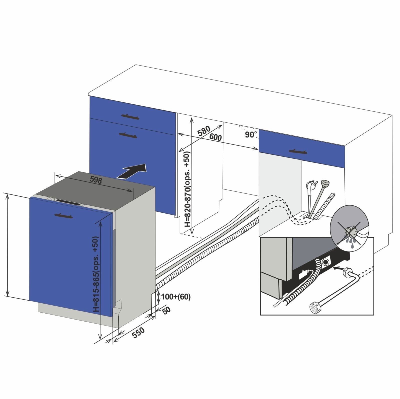 Masina de spalat Premium Pyramis 60FI HE, total incorporabila, 15 seturi, 8 programe, Clasa D, 60 cm - EpicHome.ro