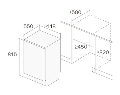 Masina de spalat vase Premium Pyramis 45FI HE, total incorporabila, 10 seturi, 8 programe, Clasa D, 45 cm - EpicHome