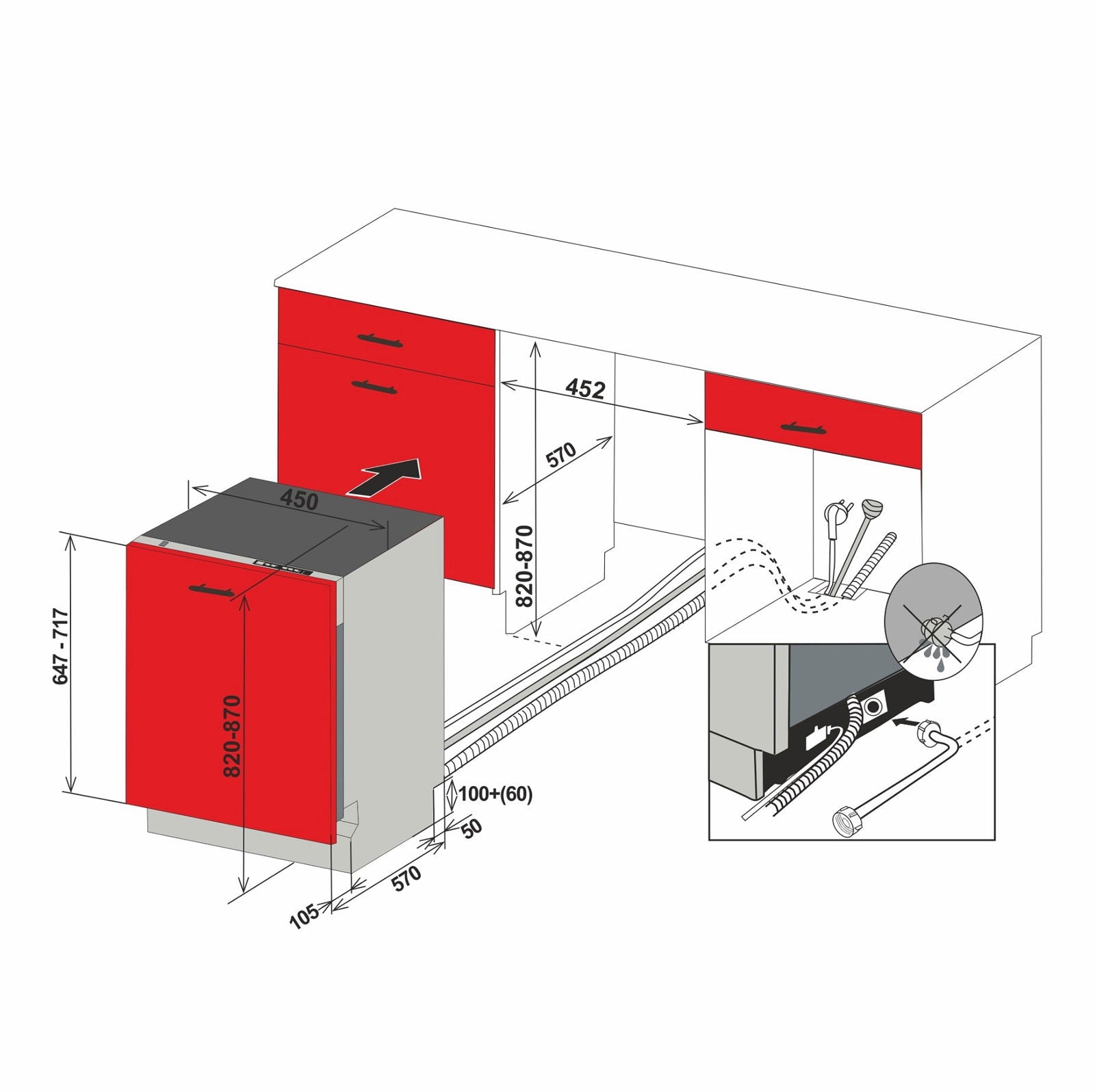 Masina de spalat vase Pyramis DW 45FI5, total incorporabila, 10 seturi, 5 programe, Clasa E, 45 cm - EpicHome.ro