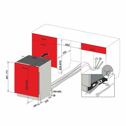 Masina de spalat vase Pyramis DW 45FI5, total incorporabila, 10 seturi, 5 programe, Clasa E, 45 cm - EpicHome.ro