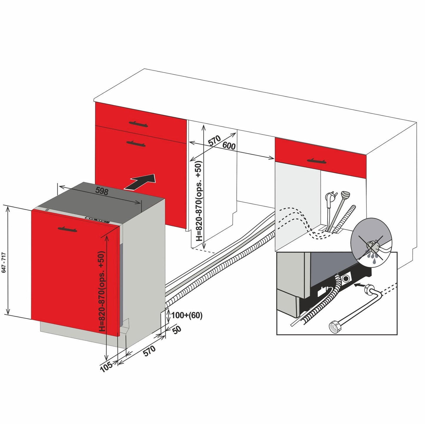 Masina de spalat vase Pyramis DW 60FI5, total incorporabila, 12 seturi, 6 programe, Clasa E, 60 cm - EpicHome.ro