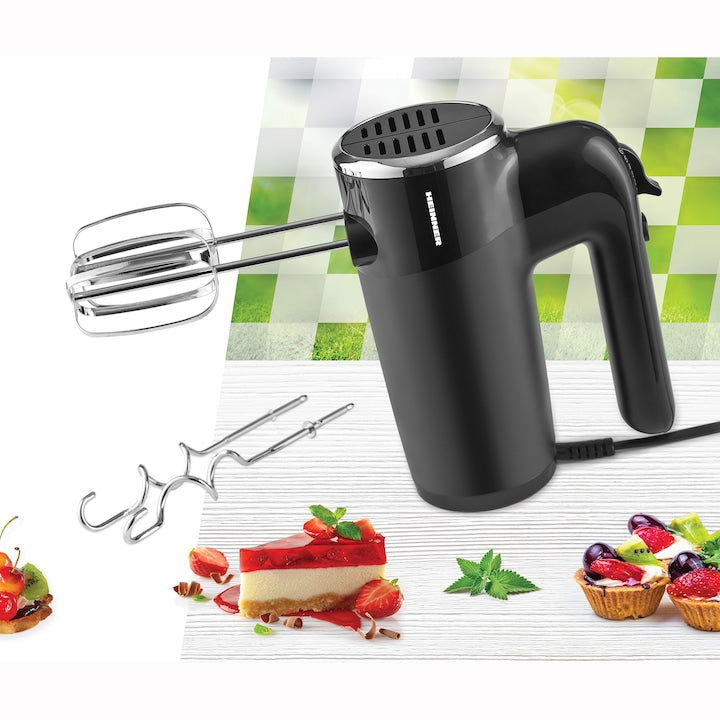 Mixer de mână Heinner HM-300BK, 300W, 6 viteze + Turbo, accesorii inox, Negru - EpicHome