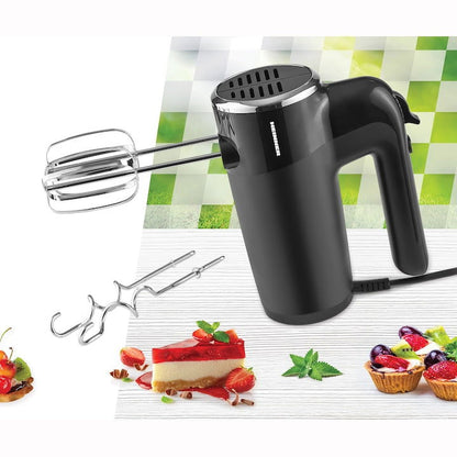 Mixer de mână Heinner HM-300BK, 300W, 6 viteze + Turbo, accesorii inox, Negru - EpicHome