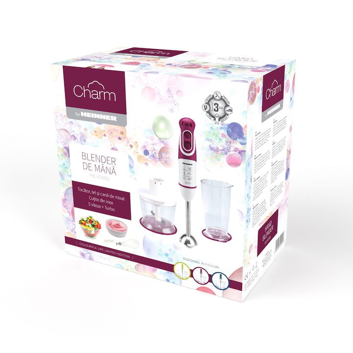 Mixer vertical Heinner HB-600BG, 600 W, 0.7 l, 5 viteze, Visiniu - EpicHome