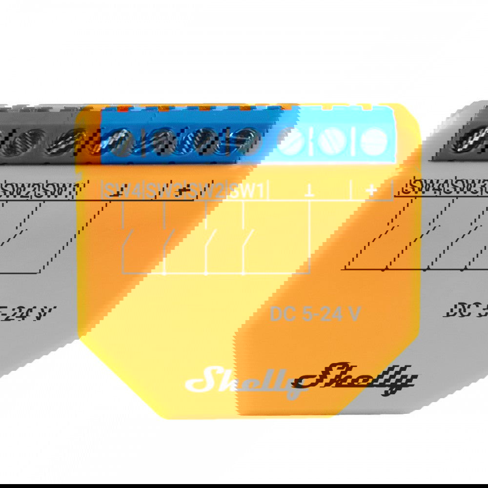 Modul Wi-fi Pentru Activarea Scenelor Shelly Plus I4 - DC, 4 Canale, Compatibil Cu Amazon Alexa Si Google Assistant - EpicHome