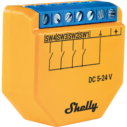 Modul Wi-fi Pentru Activarea Scenelor Shelly Plus I4 - DC, 4 Canale, Compatibil Cu Amazon Alexa Si Google Assistant - EpicHome