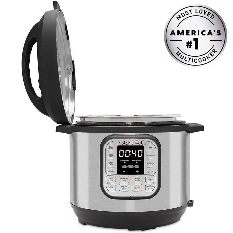 Multicooker Instant Pot Duo 6, 1000 W, 6 L, 13 programe presetate, Capac detasabil, Functie manuala, Argintiu/Negru - EpicHome