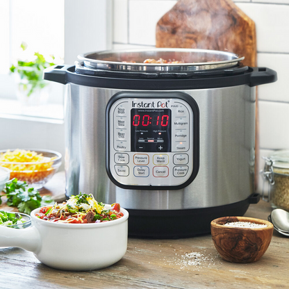 Multicooker Instant Pot Duo 6, 1000 W, 6 L, 13 programe presetate, Capac detasabil, Functie manuala, Argintiu/Negru - EpicHome