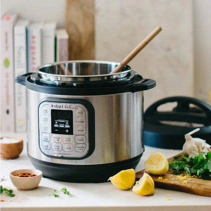 Multicooker Instant Pot Duo 6, 1000 W, 6 L, 13 programe presetate, Capac detasabil, Functie manuala, Argintiu/Negru - EpicHome