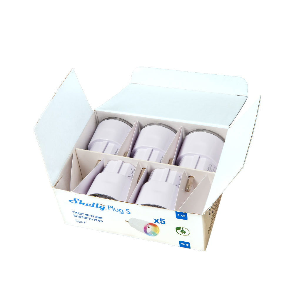 Pachet 5 prize smart Shelly Plus Plug S, Wi-Fi, cu monitorizare consum - EpicHome.ro