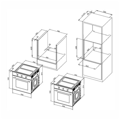 Pachet Pyramis 1P IX, cuptor electric incorporabil si plita gaz, 8 functii, clasa A, volum 63 litri, butoane rotative, Grill, 4 arzatoare, gratare emailate, finisaj Inox - EpicHome.ro