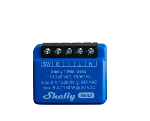 Pachet de 2 relee Shelly Mini 1 GEN3, 1 canal, 8A - EpicHome