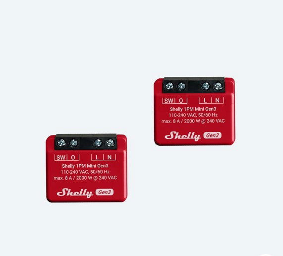 Pachet de 2 relee inteligente Shelly  1PM Mini GEN3, 1 canal, 8A - EpicHome