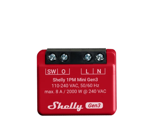 Pachet de 2 relee inteligente Shelly  1PM Mini GEN3, 1 canal, 8A - EpicHome