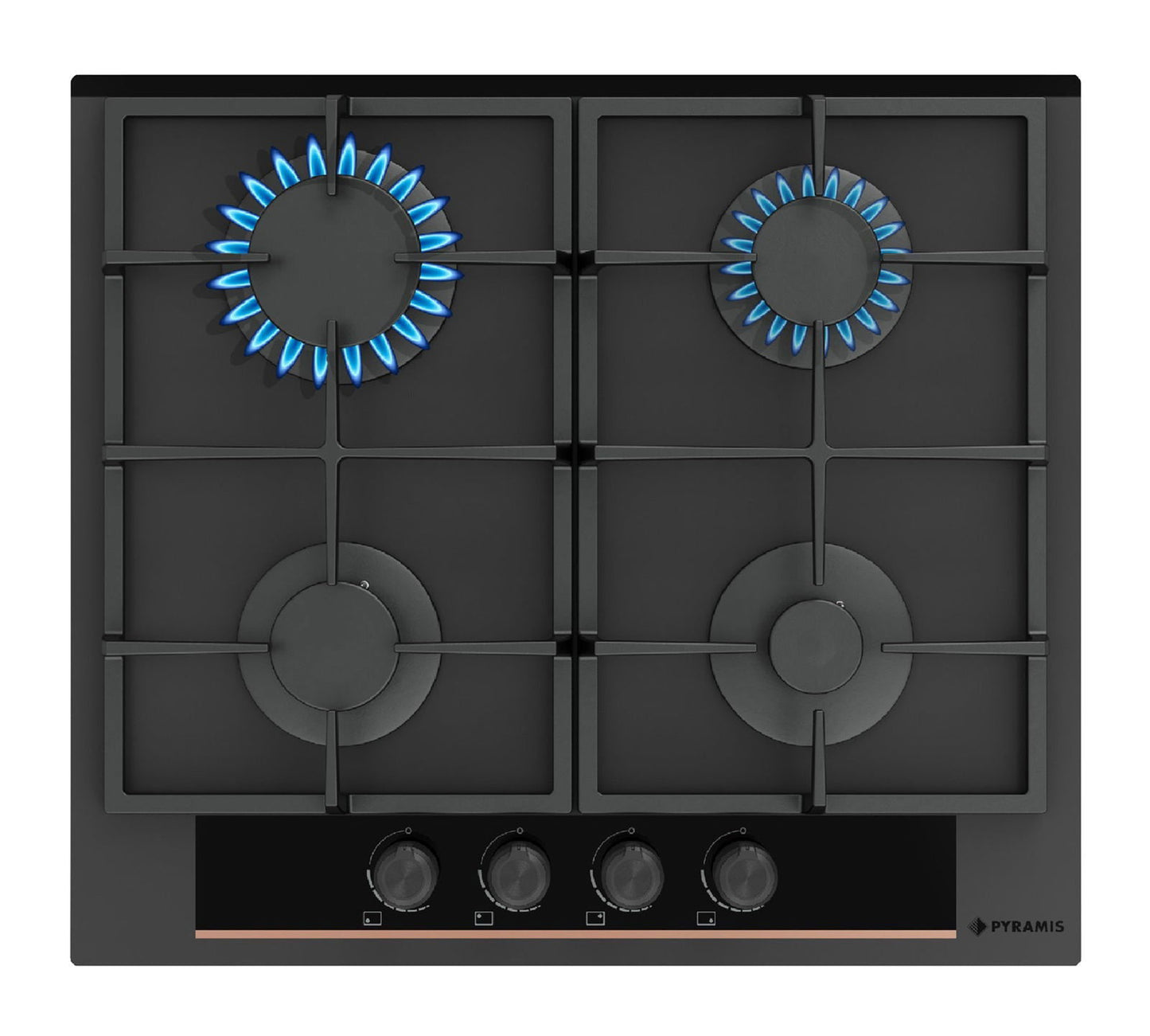 Plita gaz Pyramis 2082 Copper Line Black Glass Matt - EpicHome