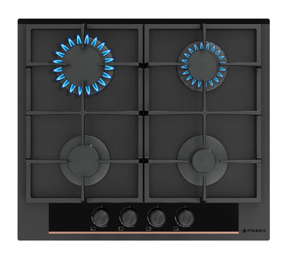 Plita gaz Pyramis 2082 Copper Line Black Glass Matt - EpicHome