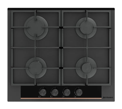 Plita gaz Pyramis 2082 Copper Line Black Glass Matt - EpicHome