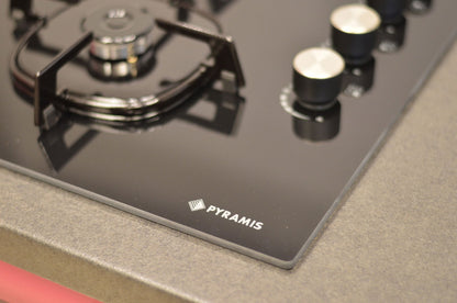 Plita gaz Pyramis 5335.01 Black Glass, gratare individuale emailate, 60x51 cm - EpicHome.ro