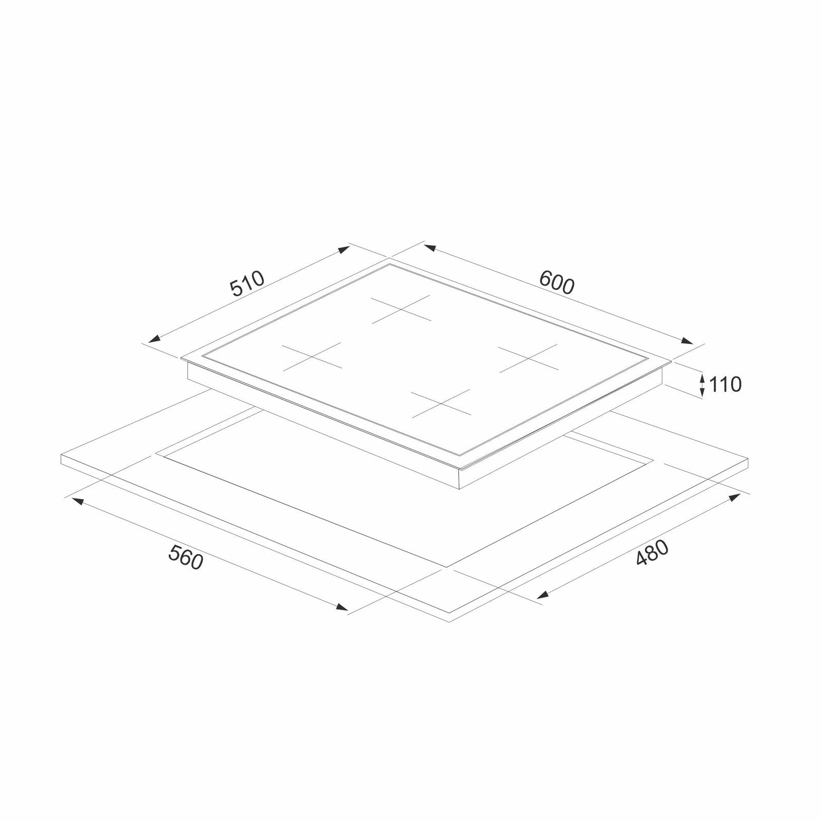 Plita gaz Pyramis 5335.01 Black Glass, gratare individuale emailate, 60x51 cm - EpicHome.ro
