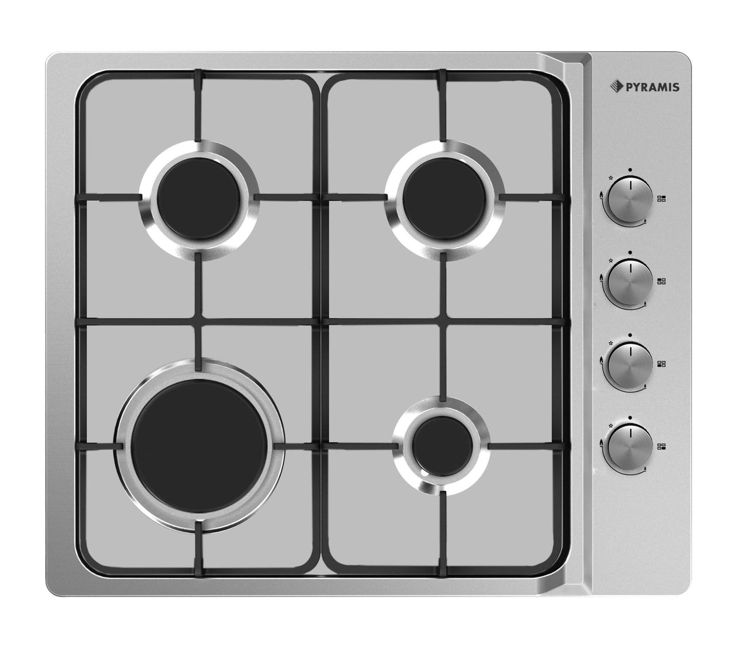 Plita gaz Pyramis 60PG 610, Inox, gratare emailate, 59x50 cm - EpicHome.ro