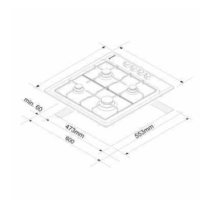 Plita gaz Pyramis 60PG 610, Inox, gratare emailate, 59x50 cm - EpicHome.ro