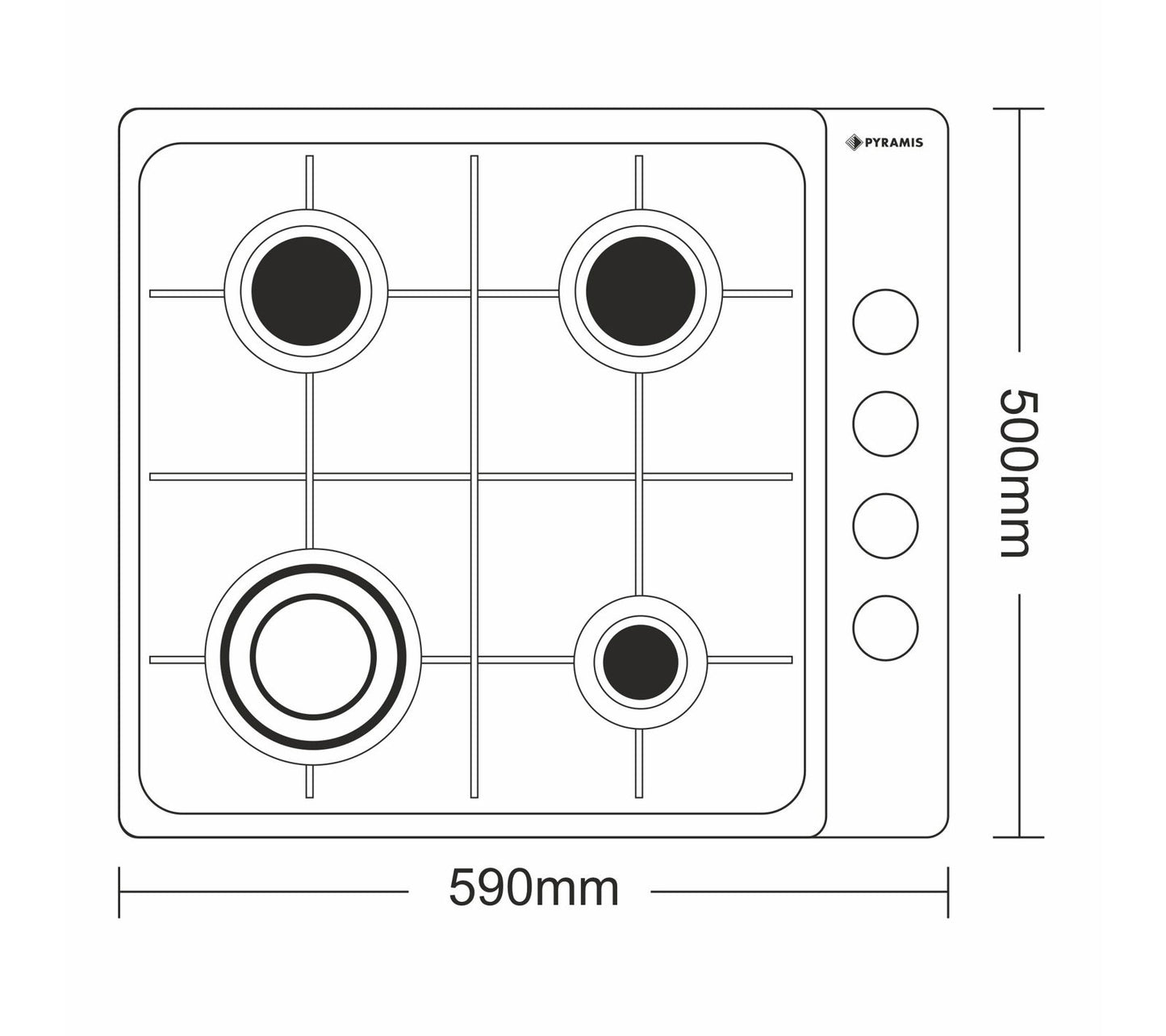 Plita gaz Pyramis 60PG 620, Inox, gratare fonta, 59x50 cm - EpicHome.ro