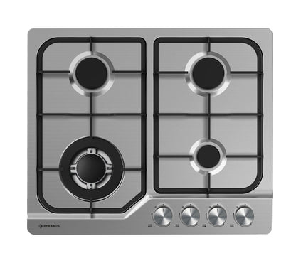 Plita gaz Pyramis 60PG 640, Inox, Wok, gratare fonta, 59x50 cm - EpicHome.ro