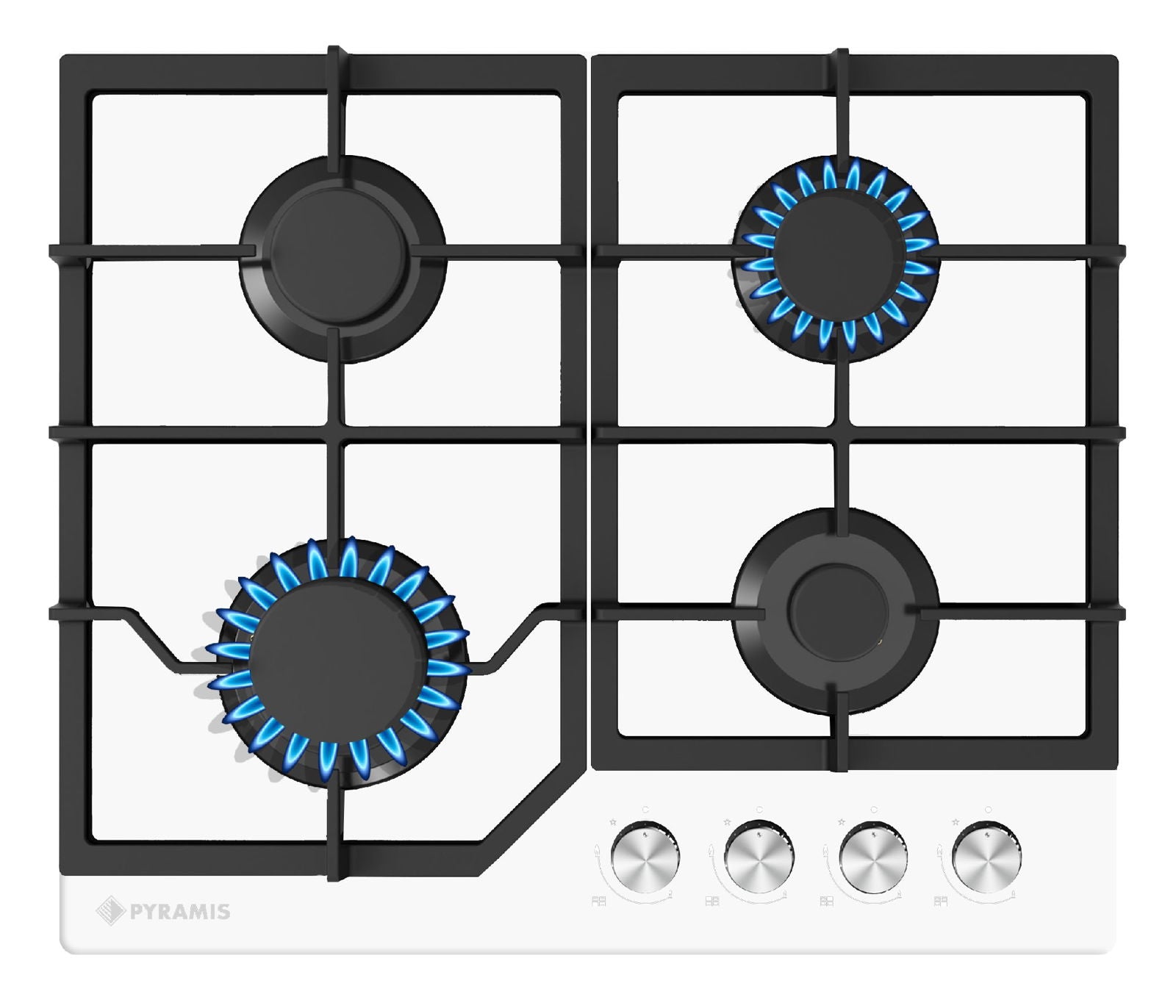 Plita gaz Pyramis 60PG 66.01.02.03 Glass, gratare fonta, 60x51,5 cm - EpicHome.ro