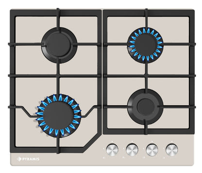 Plita gaz Pyramis 60PG 66.01.02.03 Glass, gratare fonta, 60x51,5 cm - EpicHome.ro