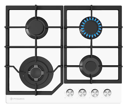 Plita gaz Pyramis 60PG 66.11.12.13 Glass, Wok, gratare fonta, 60x51,5 cm - EpicHome.ro