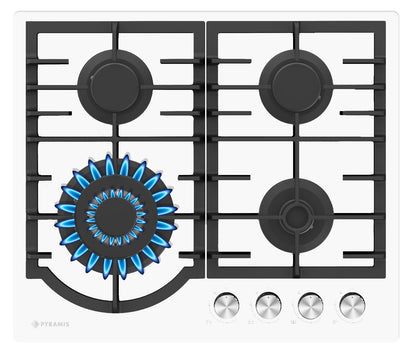 Plita gaz Pyramis 60PG Glass, Wok, gratare fonta, 60x51,5 cm - EpicHome.ro