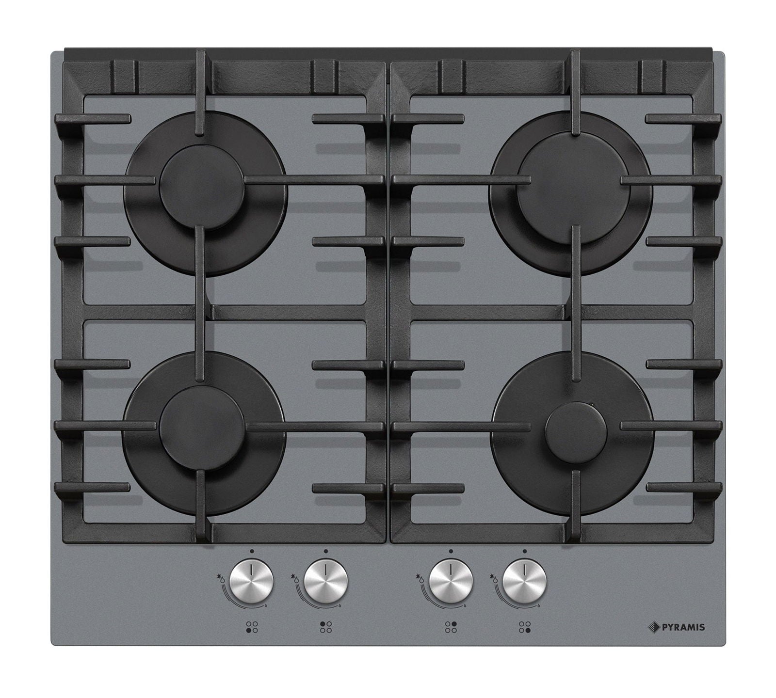 Plita gaz Pyramis 6704 Grey Pearl Glass, gratare fonta, 59,4x52,3 cm - EpicHome.ro