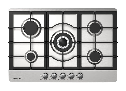 Plita gaz Pyramis 75PG 730, Inox, Wok, gratare fonta, 75x51 cm - EpicHome.ro