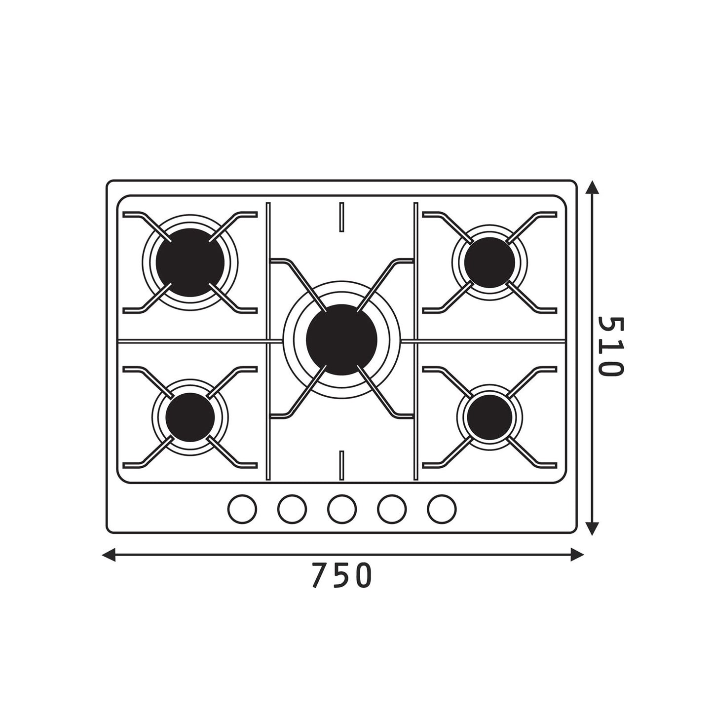 Plita gaz Pyramis 75PG 730, Inox, Wok, gratare fonta, 75x51 cm - EpicHome.ro