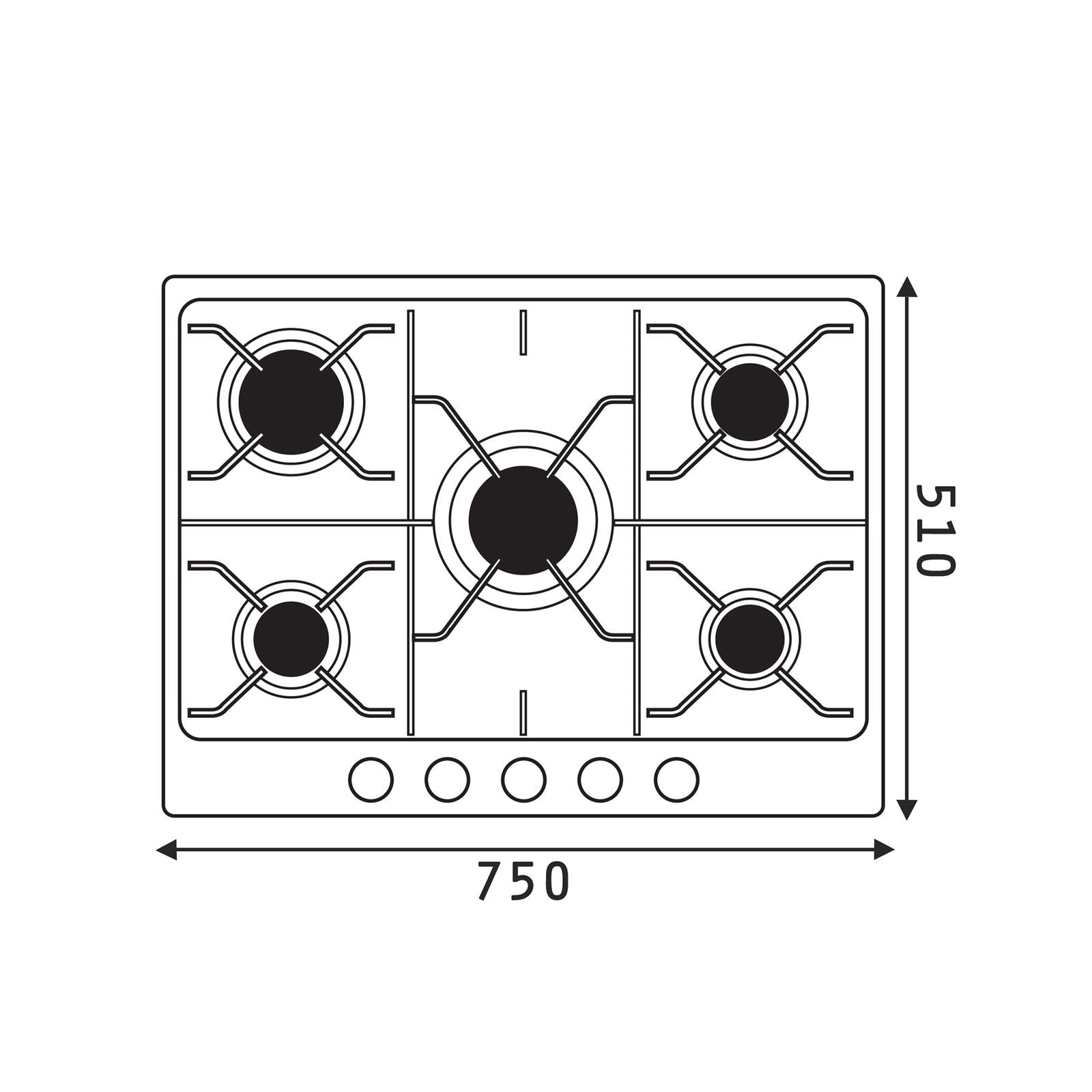Plita gaz Pyramis 75PG 730, Inox, Wok, gratare fonta, 75x51 cm - EpicHome.ro