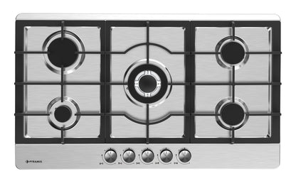 Plita gaz Pyramis 90PG 930, Inox, Wok, gratare fonta, 86x51 cm - EpicHome.ro